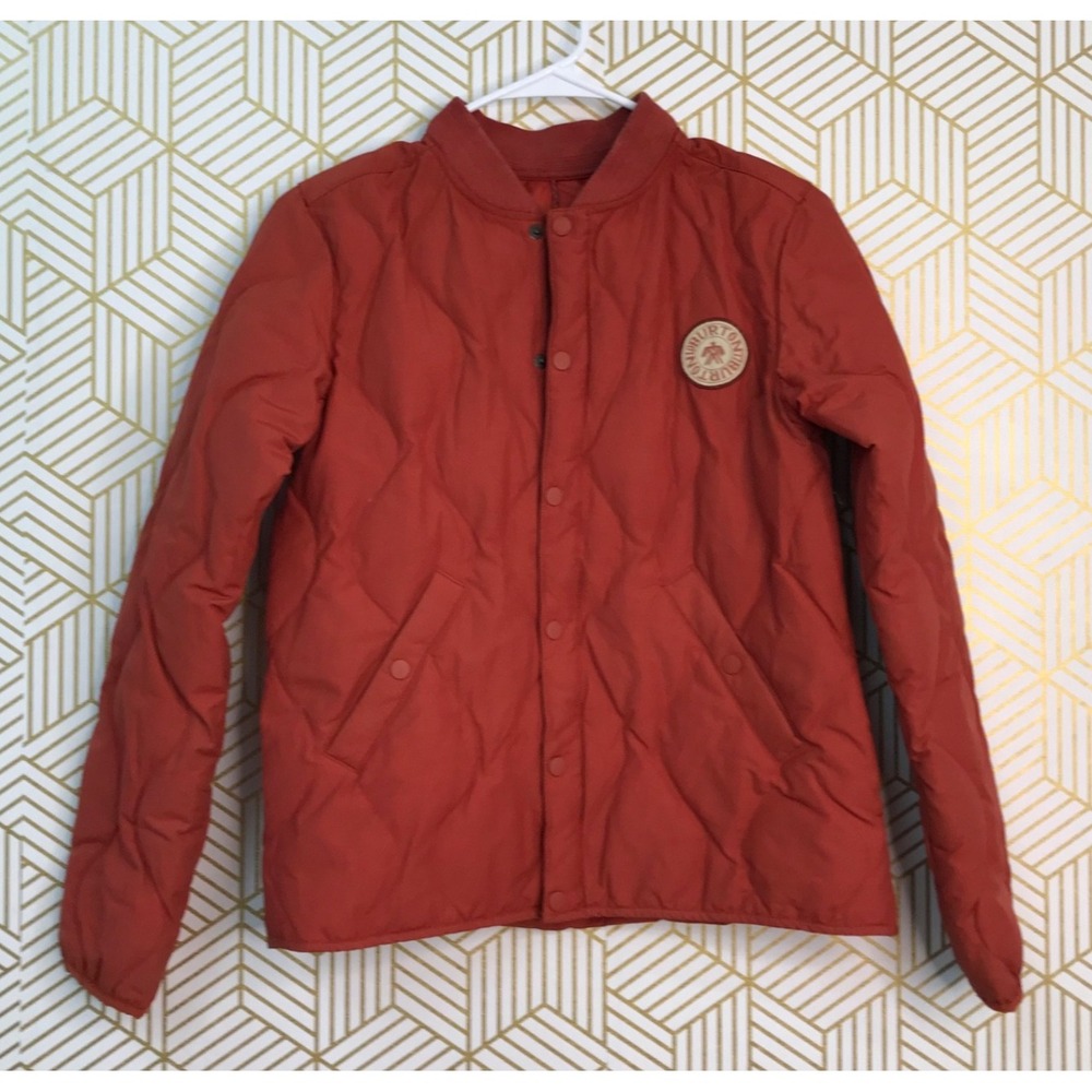 Burton Womens Kiley Down Insulator Jacket XS Orange Quilted Snap Up Pockets - Picture 2 of 8